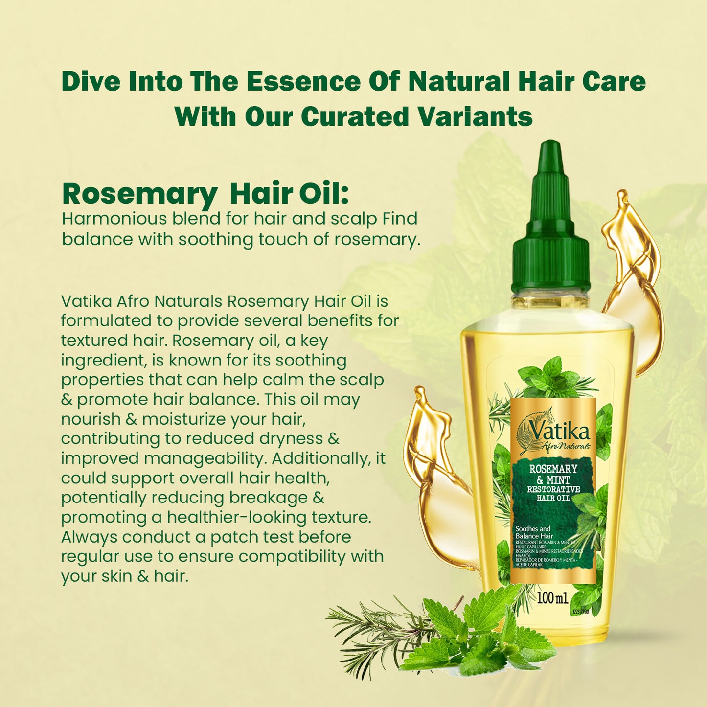 Vatika Naturals Curls Rosemary & Mint Hair Oil - 100 ml