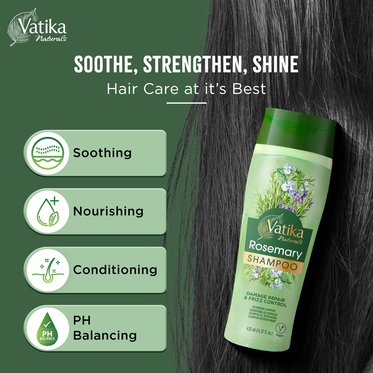 Vatika Natural Rosemary Shampoo- 425 Ml
