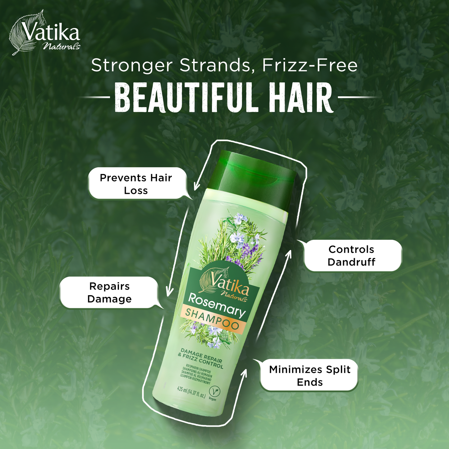 Vatika Natural Rosemary Shampoo- 425 Ml