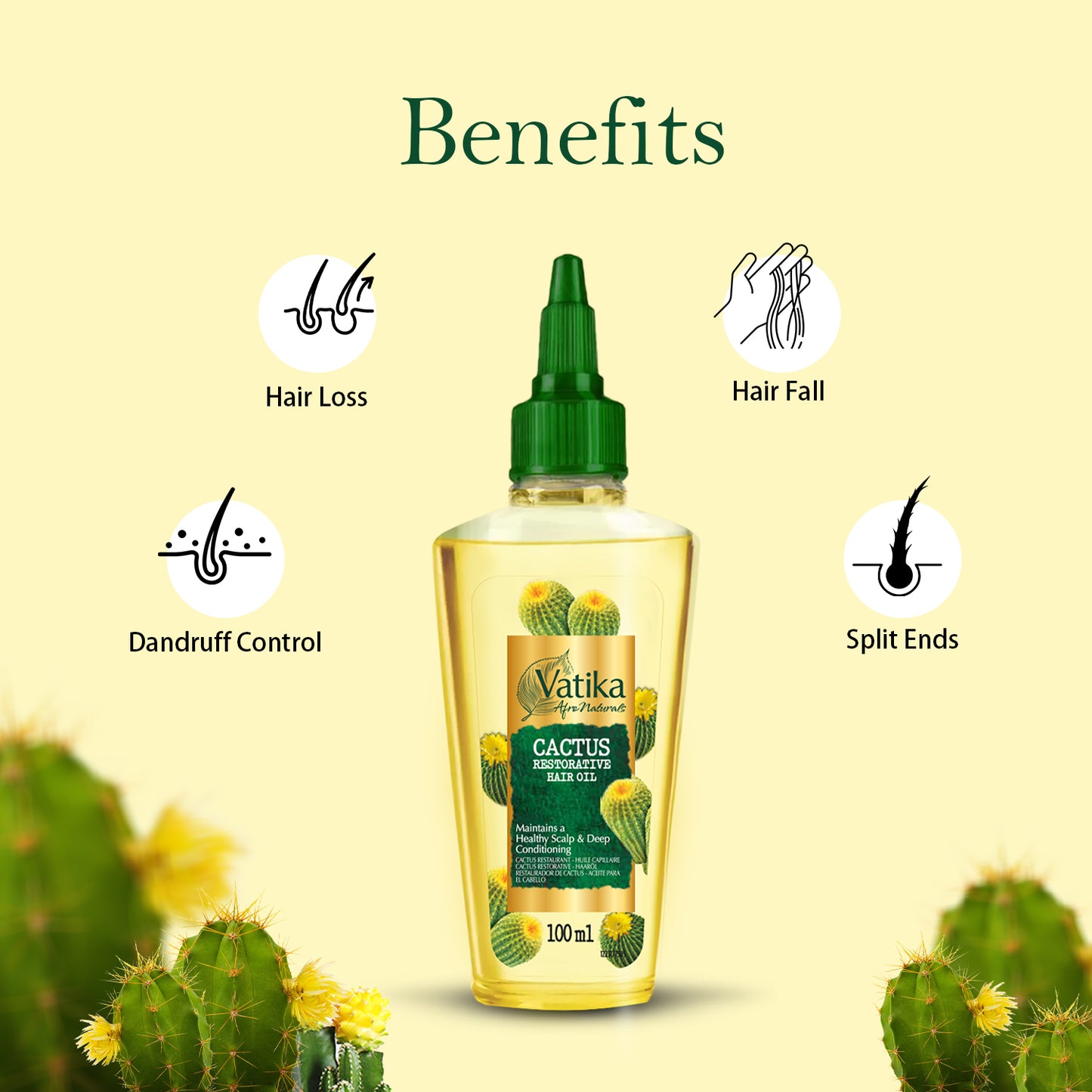 Vatika Naturals Curls Cactus Hair Oil - 100ml