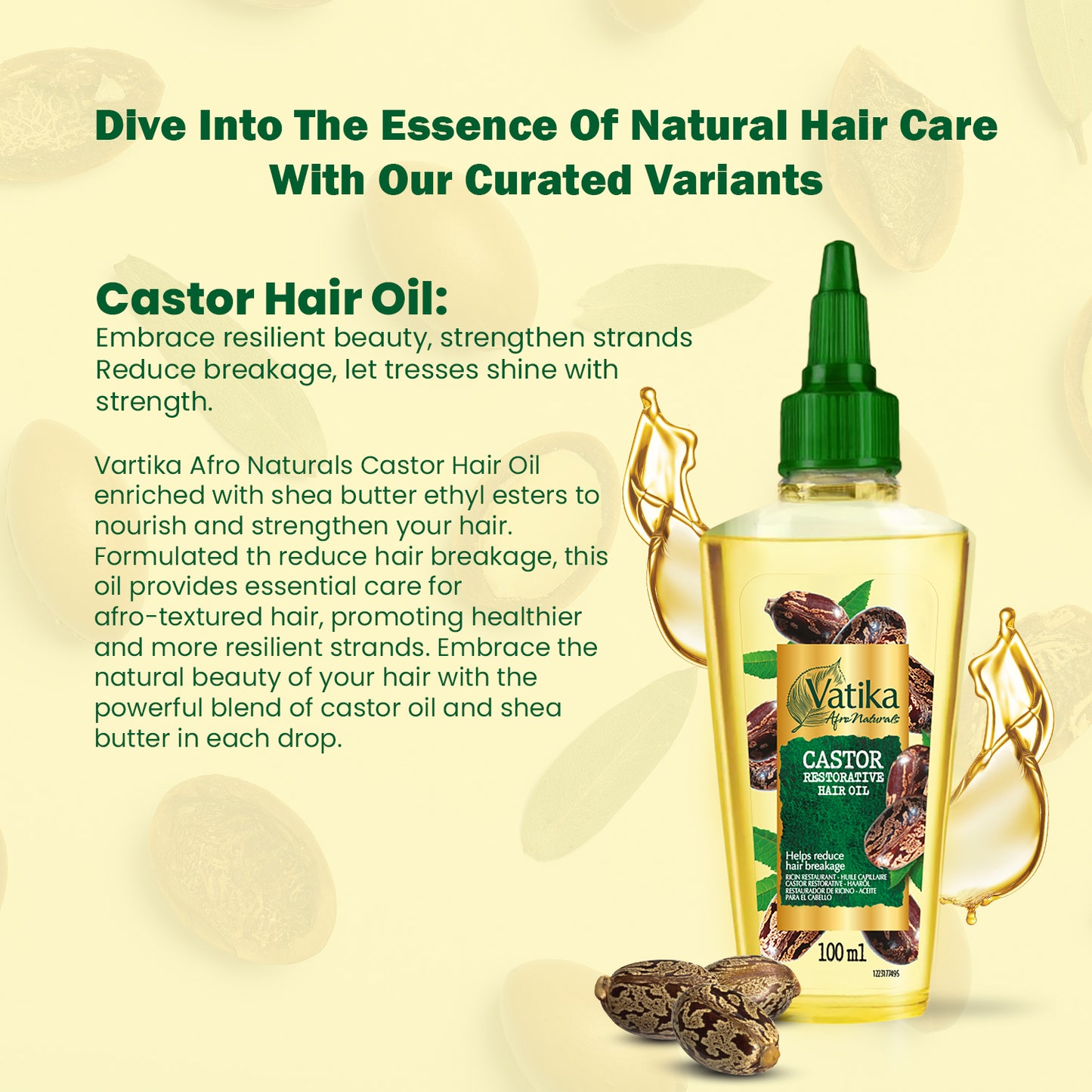 Vatika Naturals Curls Castor Hair Oil - 100ml