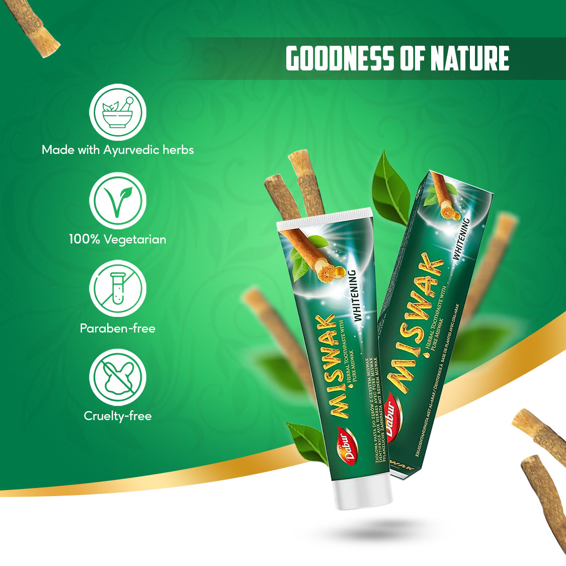 Dabur Miswak Herbal Whitening Toothpaste - 100g