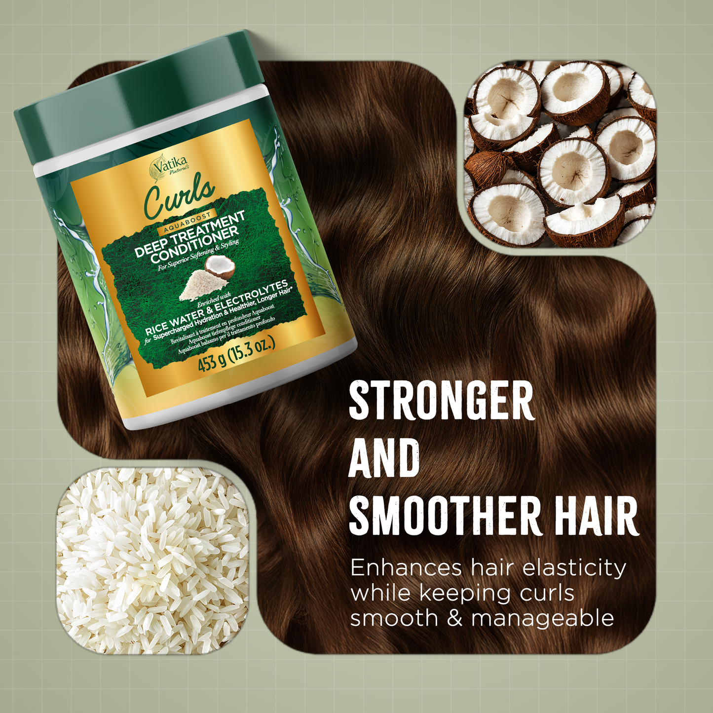 Vatika Naturals Curls AQUABOOST Deep Treatment Conditioner with Rice Water & Electrolytes 453 gm