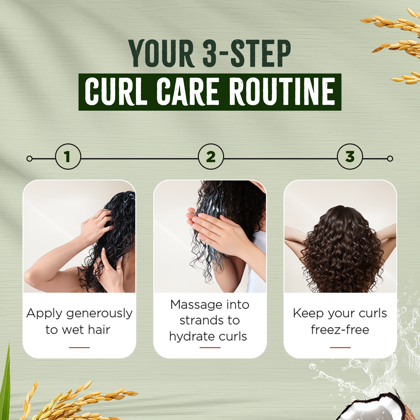 Vatika Naturals Curls AQUABOOST Leave-In Conditioner with Rice Water & Electrolytes 370 ml