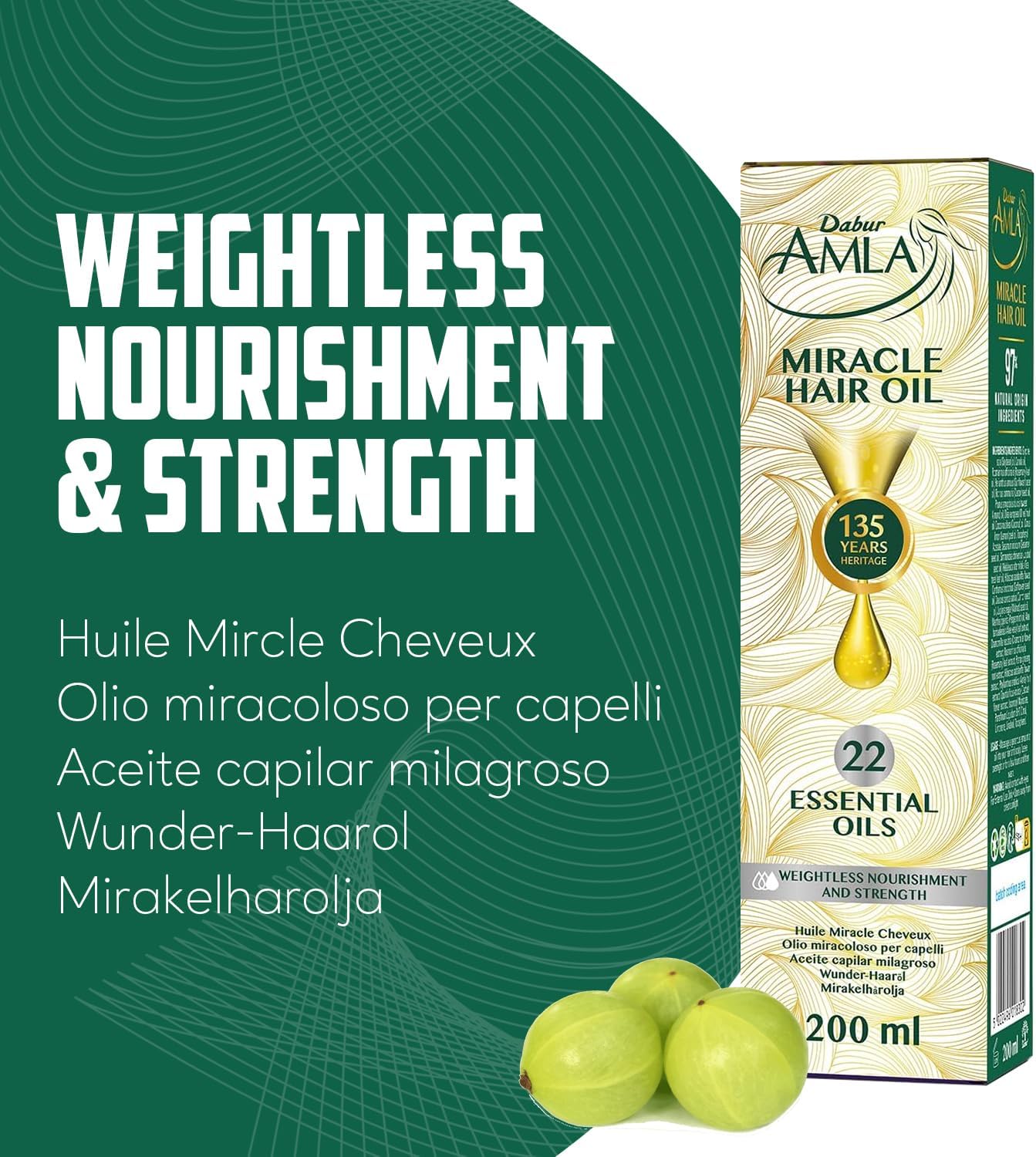 Dabur Amla Miracle Oil - 200ml | Infused With 22 Ayurvedic Essential Oils