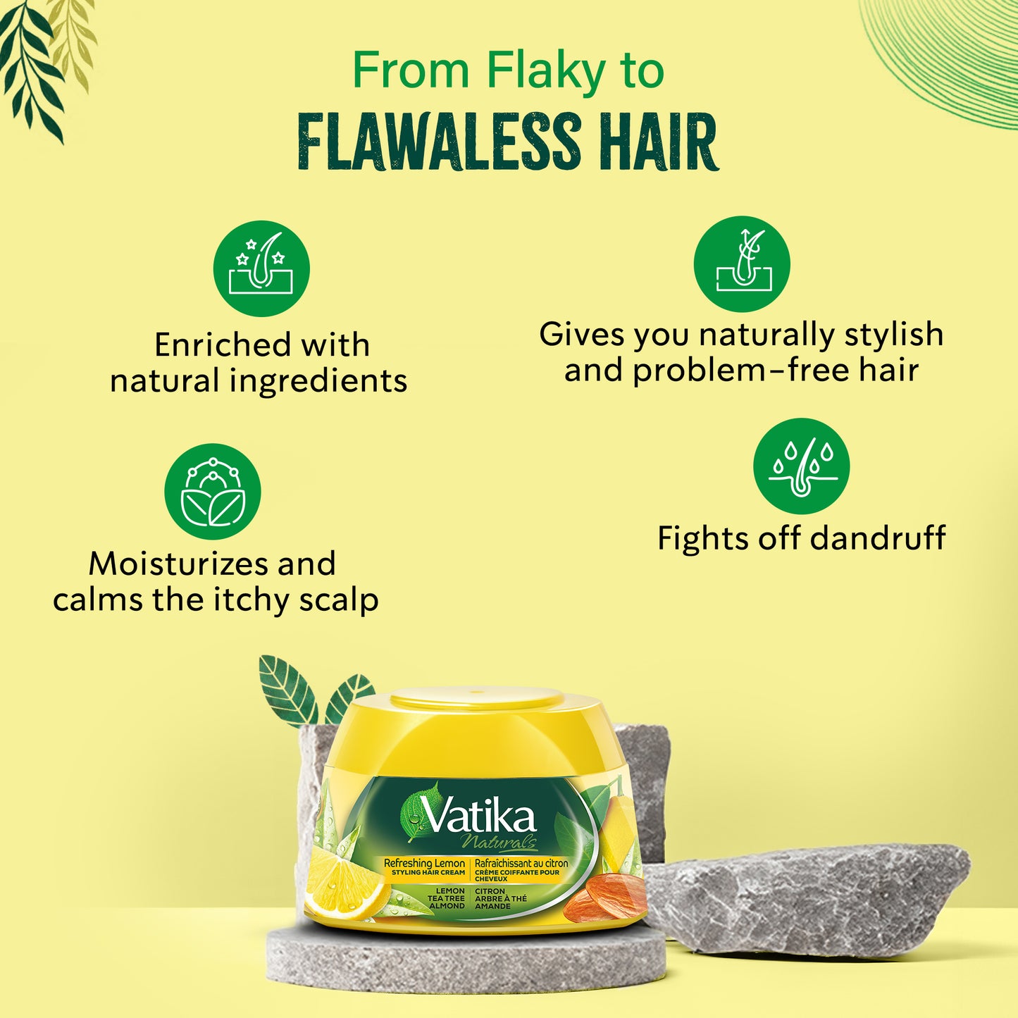 Vatika Naturals Hair Cream - Refreshing Lemon (210ml)